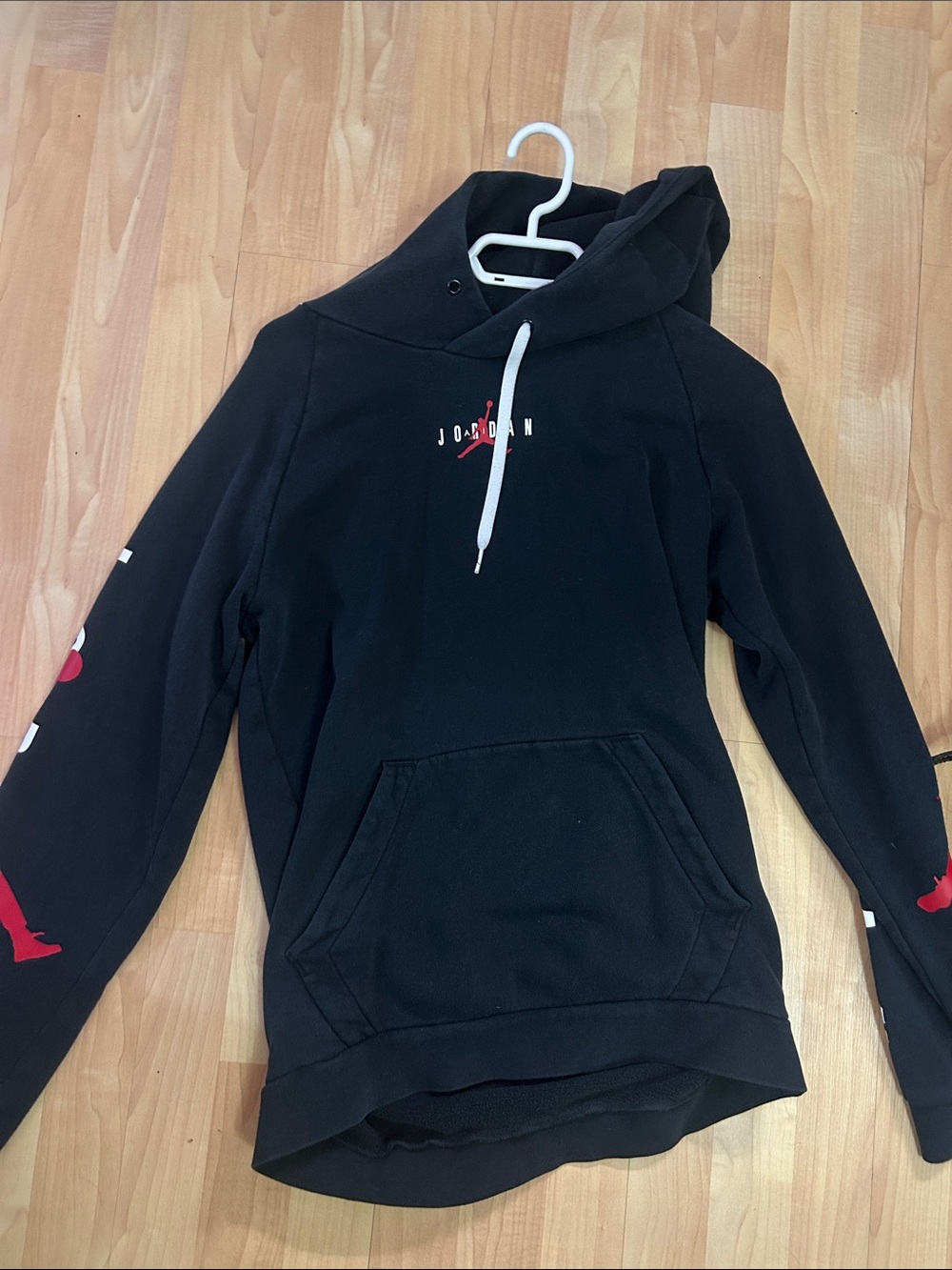 Jordan Black  Hoodie with Red and White Accents